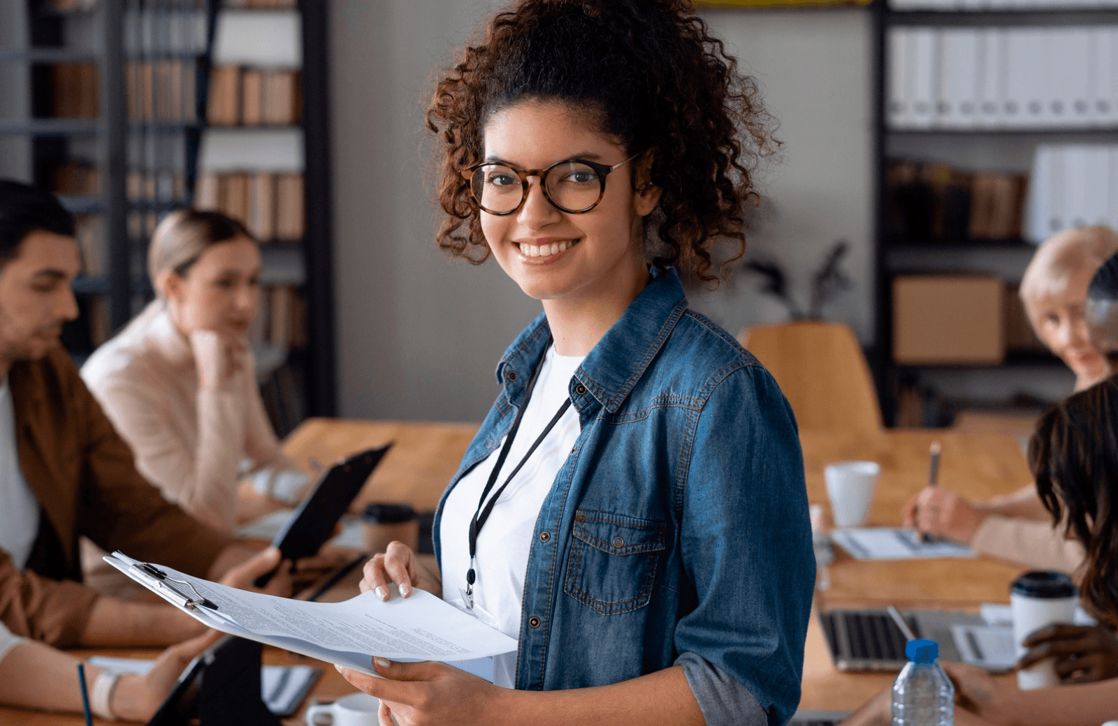 Team members working together